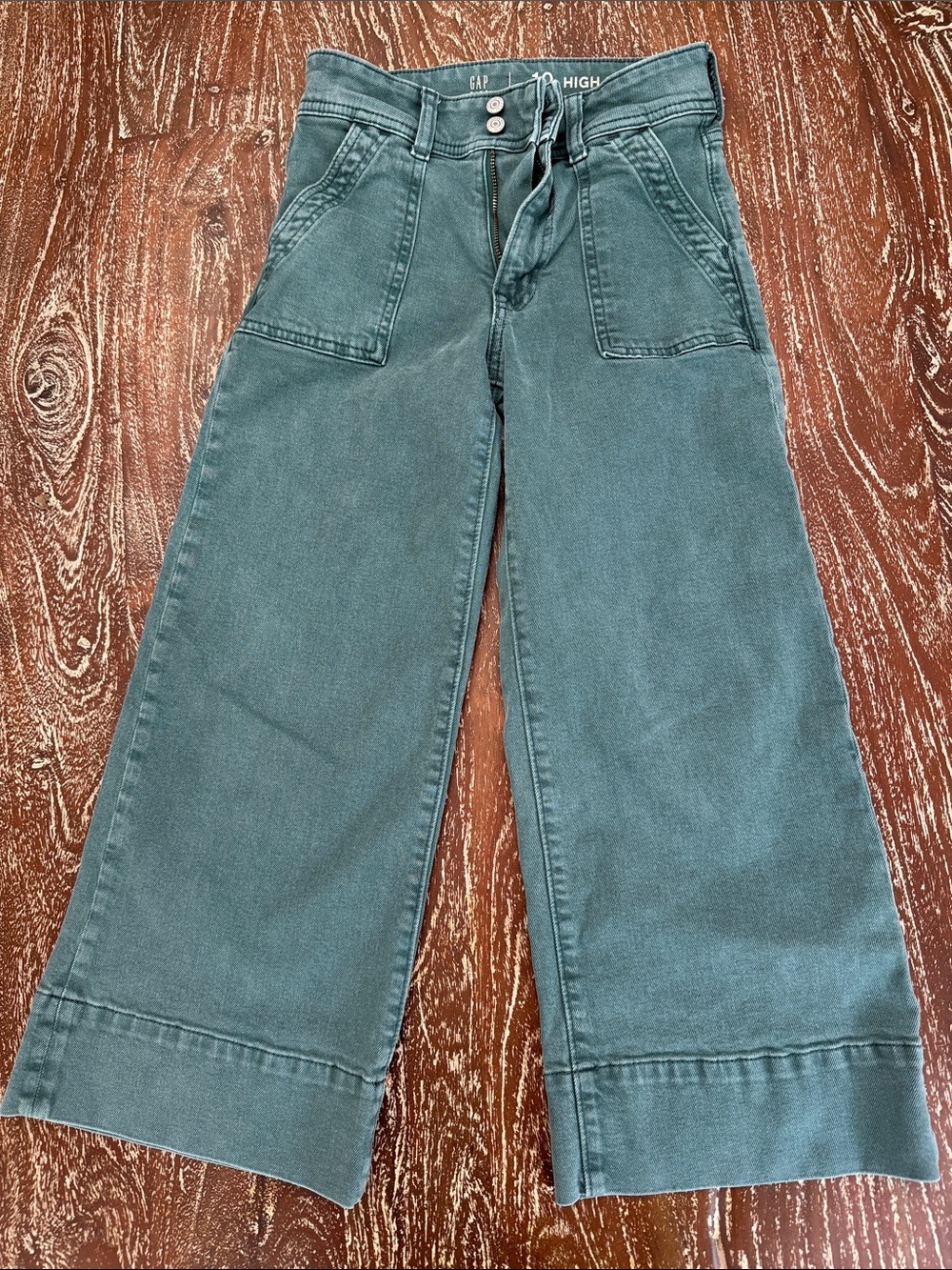 GAP High-Rise Wide-Leg Pants in Teal Green